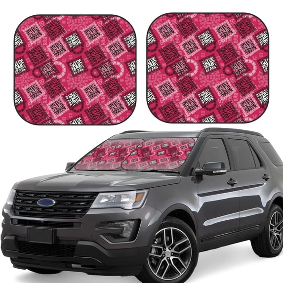 Lsque Geometry 2 PCS Windshield Sun Shade | CarFoldable Window Covers | Car Accessories Reflect UV for Universal Cars SUV Truck | Medium