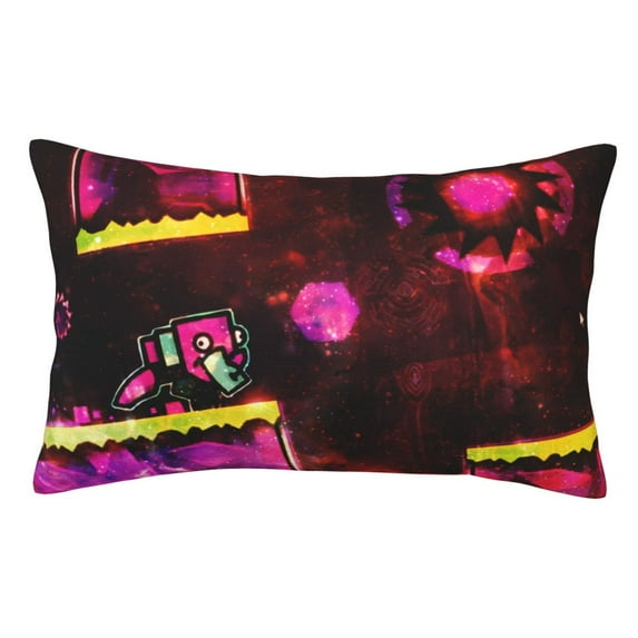 Lsque Geometry Dash Pattern Bedding Waterproof Pillow Protector Zippered Queen – Bed Bug Proof Pillow Encasement-16"x24"