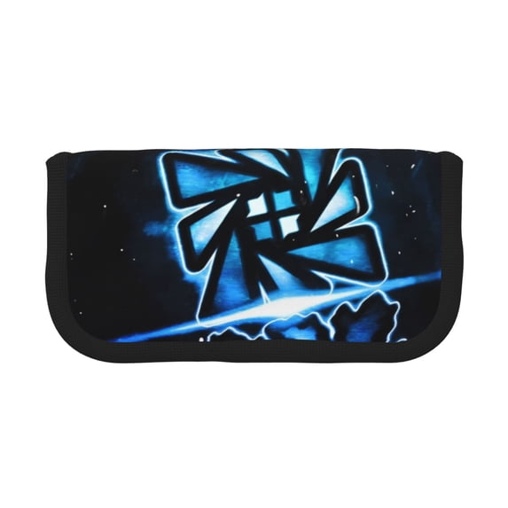 Lsque Geometry Dash Pattern Canvas Pen Case - Pencil Pouch - Makeup Bag - Zipper Pouch -Stationery Case - Storage High Capacity Bag Pouch Holder Box Organizer