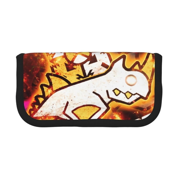 Lsque Geometry Dash Pattern Canvas Pen Case - Pencil Pouch - Makeup Bag - Zipper Pouch -Stationery Case - Storage High Capacity Bag Pouch Holder Box Organizer