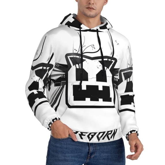 Lsque Geometry Dash Pattern Casual Men's Hoodie,Hooded Sweatshirt with Kangaroo Pocket,Pullover Hoodie-XX-Large