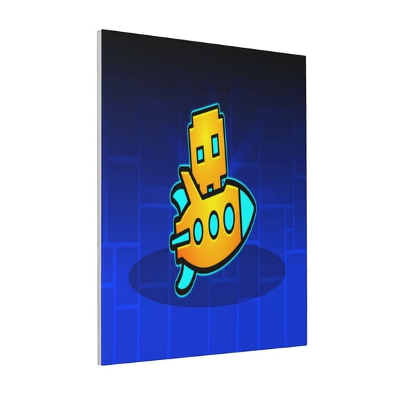 Lsque Geometry Dash Pattern Decorative Picture – Unique Modern Wall Art, Ready-to-Hang Canvas Print for Home (Vertical)