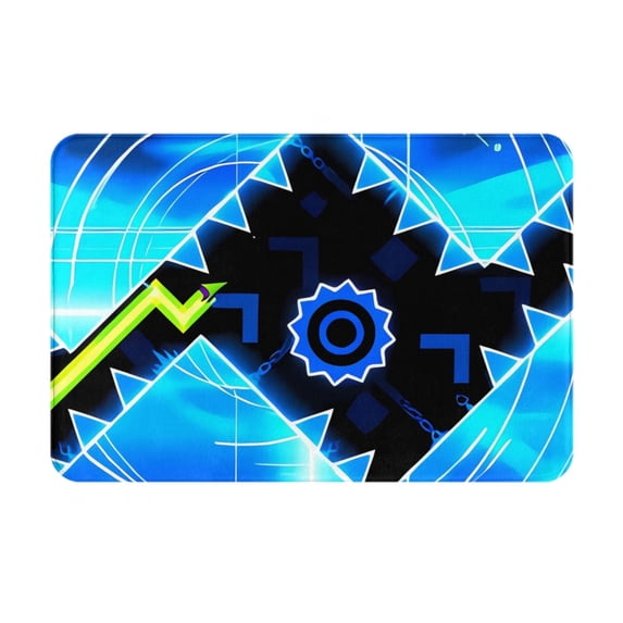 Lsque Geometry Dash Pattern Doormat, Durable Flannel Fabric, Waterproof Stain and Fade Resistant, Low Profile,Indoor Outdoor Door Mats, Easy Clean Patio Entrance Mat, 16x24in