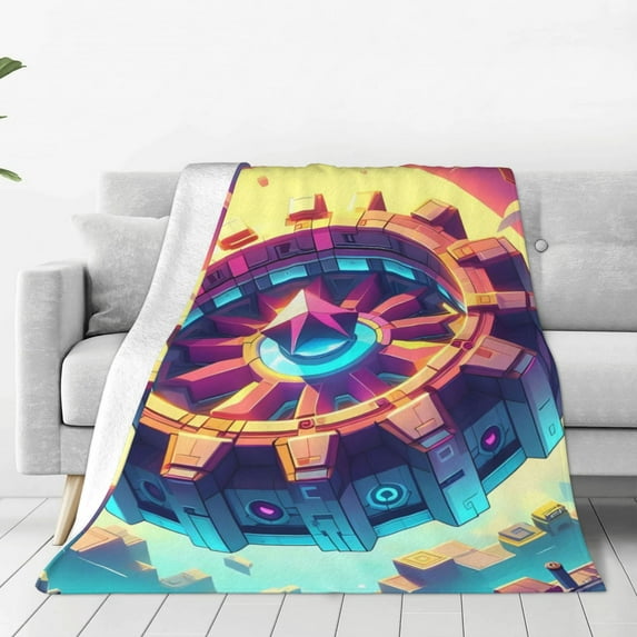 Lsque Geometry Dash Pattern Fuzzy Fleece Throw Blanket Extra Large,Super Soft,Fluffy and Warm Blankets for Couch,Bed,All Season Use (50"x40")