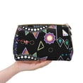 thumbnail image 1 of Lsque Geometry Dash Pattern Genuine Leather Makeup Bag Cosmetic Pouch Travel Organizer Toiletry Clutch Large Capacity Travel Cosmetic Bag, 1 of 6