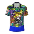 thumbnail image 1 of Lsque Geometry Dash Pattern Golf Shirts for Men Dry Fit Print Moisture Wicking Performance Short Sleeve Polo Shirt-Large, 1 of 7