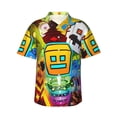 thumbnail image 1 of Lsque Geometry Dash Pattern Hawaiian Shirt for Men Unisex Summer Beach Casual Short Sleeve Cotton Linen Button Down Shirts-3X-Large, 1 of 6