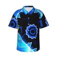 thumbnail image 1 of Lsque Geometry Dash Pattern Hawaiian Shirt for Men Unisex Summer Beach Casual Short Sleeve Cotton Linen Button Down Shirts-X-Large, 1 of 6