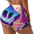 thumbnail image 1 of Lsque Geometry Dash Pattern High Waisted Biker Shorts for Women-Tummy Control Fitness Athletic Workout Running Yoga Gym Shorts,Moisture-Wicking-X-Large, 1 of 9