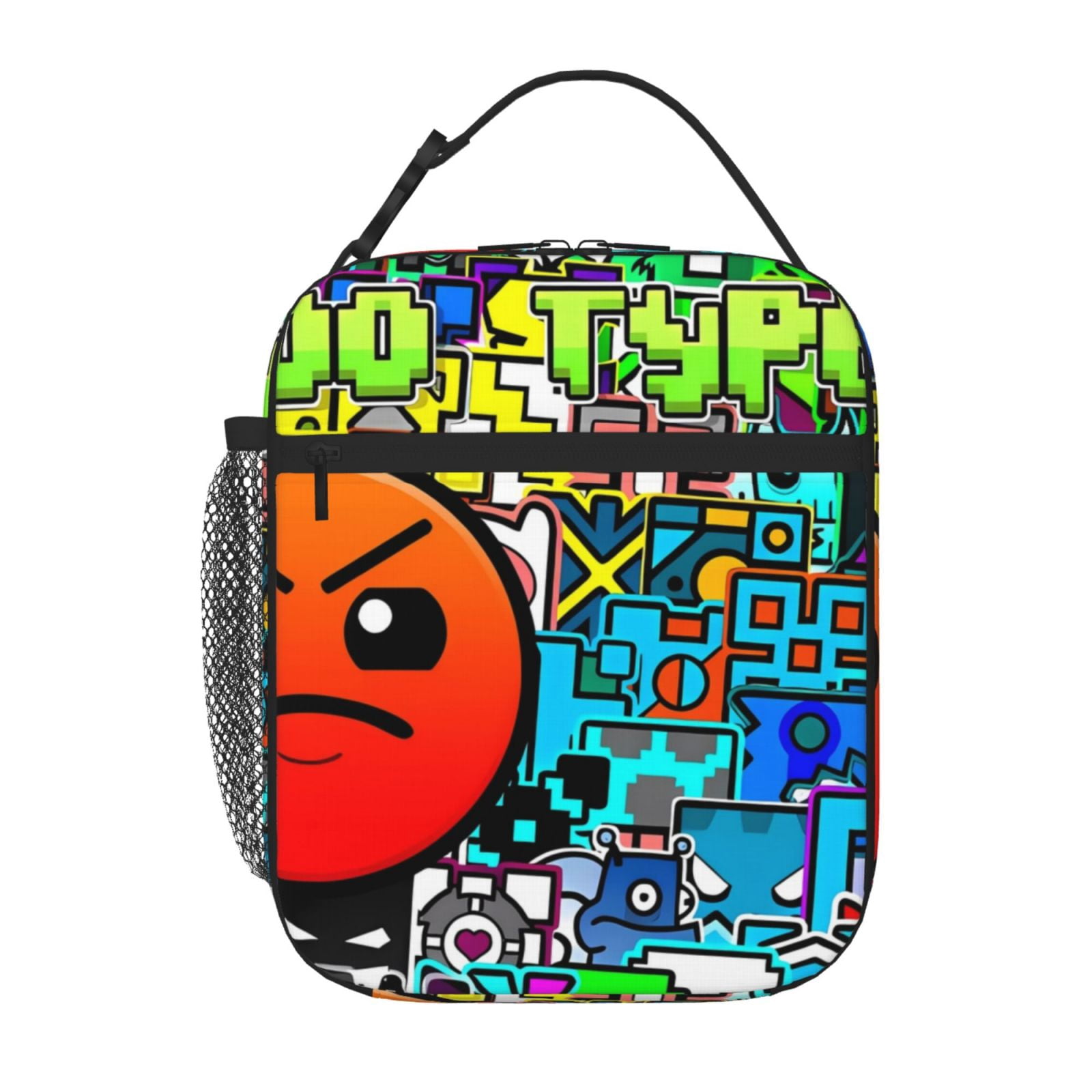 Lsque Geometry Dash Pattern Insulated Lunch Bag – Lunch Box with Thick ...