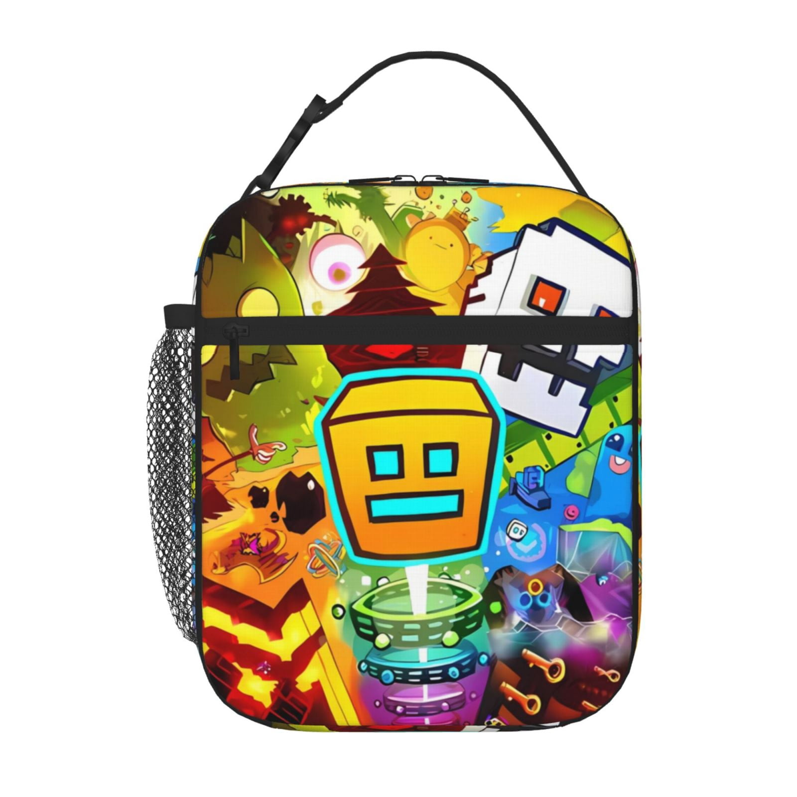 Lsque Geometry Dash Pattern Insulated Lunch Bag – Lunch Box with Thick ...