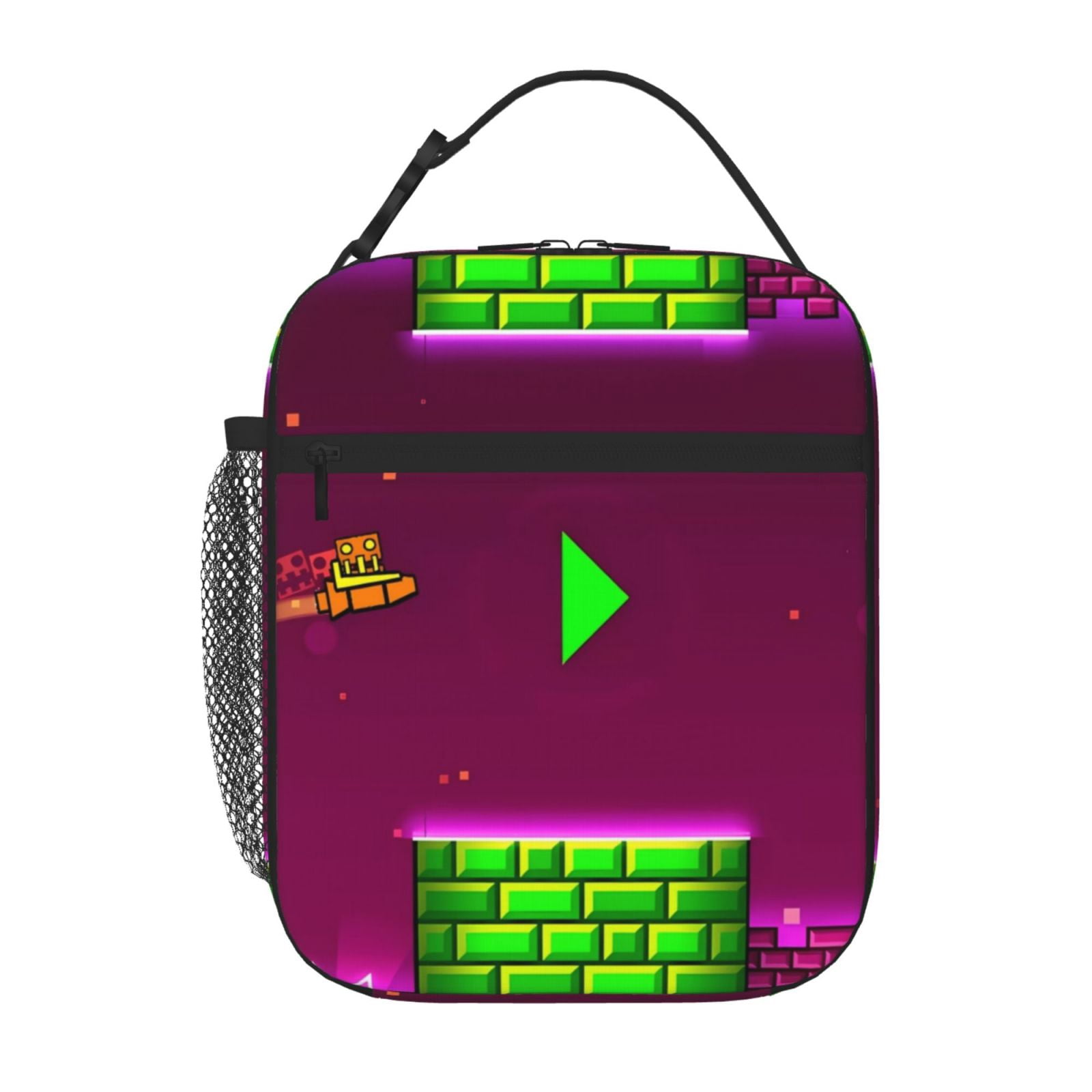 Lsque Geometry Dash Pattern Insulated Lunch Bag – Lunch Box with Thick ...