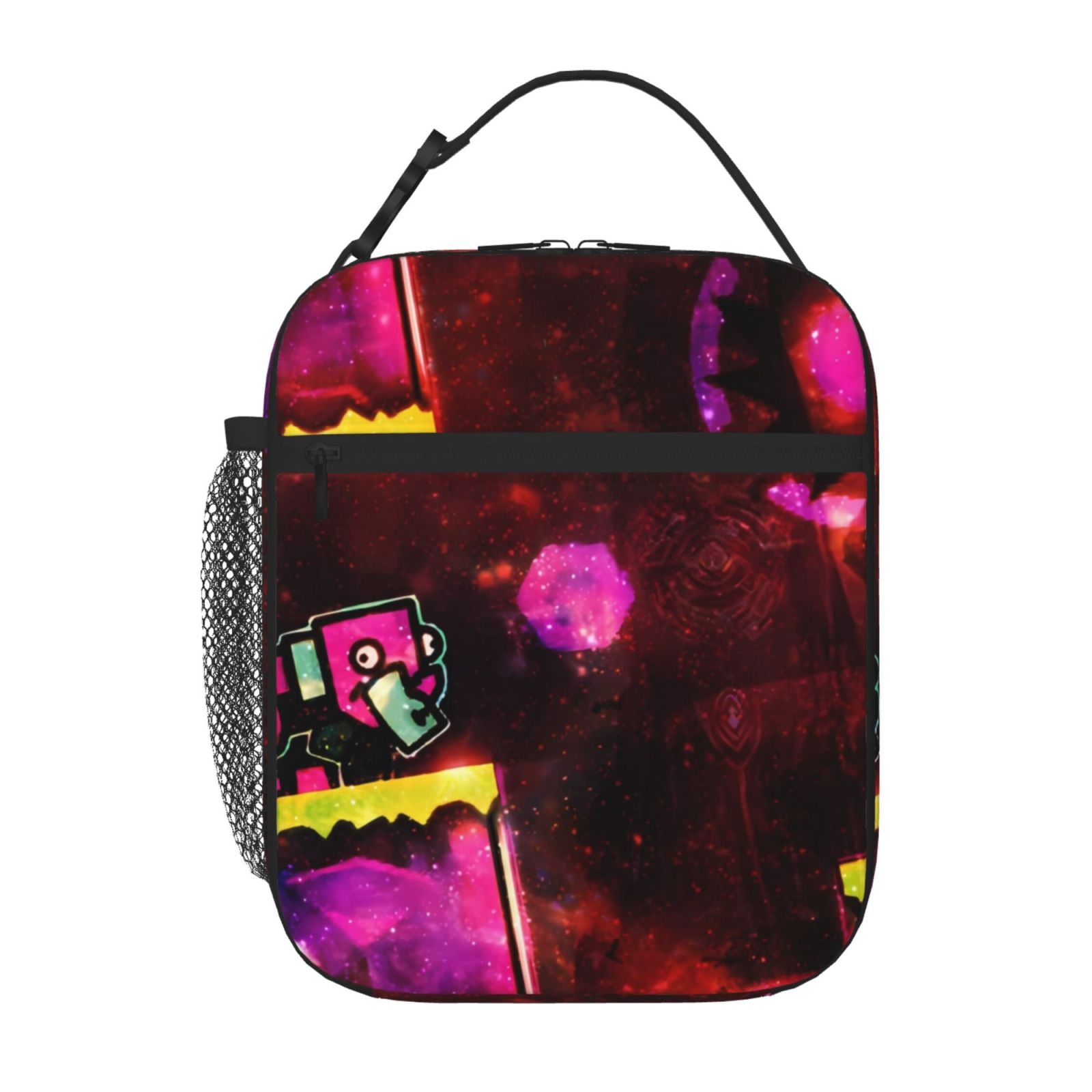 Lsque Geometry Dash Pattern Insulated Lunch Bag – Lunch Box with Thick ...