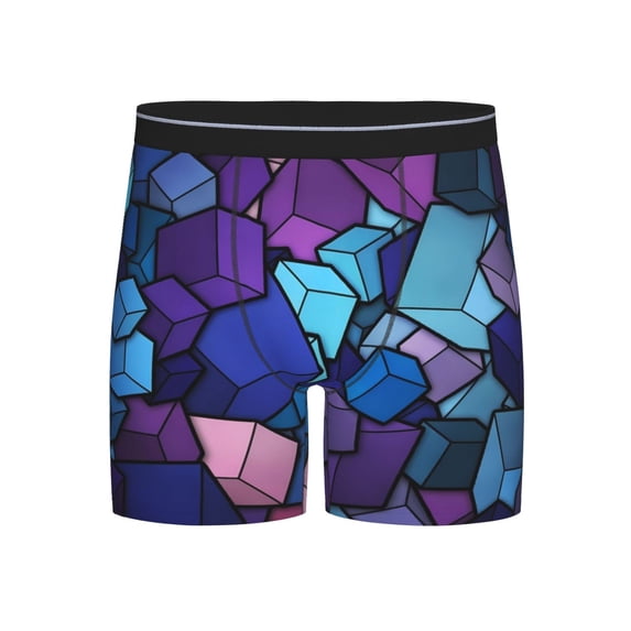 Lsque Geometry Dash Pattern Men's Performance Stretch Underwear, Athletic Long Leg Briefs,Moisture-Wicking-Large