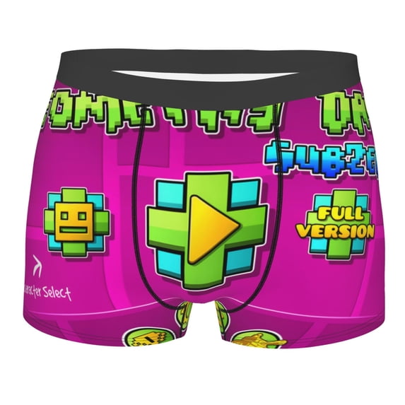 Lsque Geometry Dash Pattern Men’s Total Support Pouch Boxer Briefs, X-Temp Cooling, Moisture-Wicking Underwear, Regular, Long-leg and Trunk-X-Large