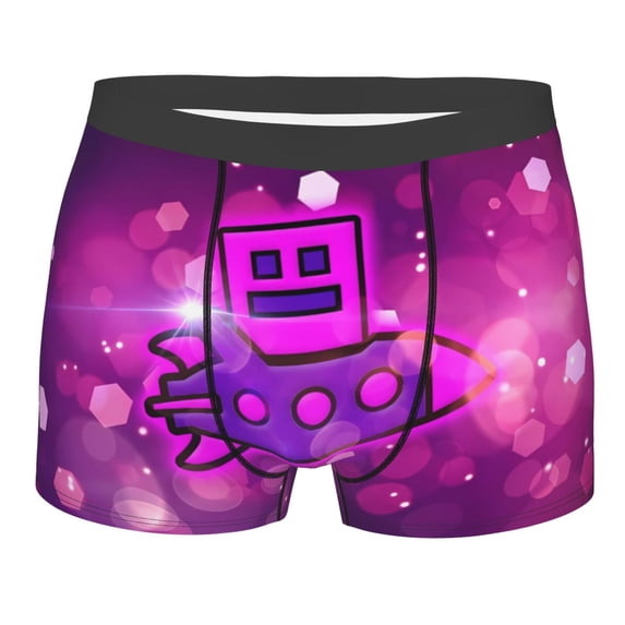 Lsque Geometry Dash Pattern Men’s Total Support Pouch Boxer Briefs, X-Temp Cooling, Moisture-Wicking Underwear, Regular, Long-leg and Trunk-XX-Large