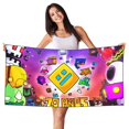 thumbnail image 1 of Lsque Geometry Dash Pattern Microfiber Bath Beach Towel Silver Fox Velvet Beach Towel Oversized Quick Dry Absorbent for Pool Swimming Bathroom 27.5x55in, 1 of 5