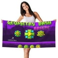 thumbnail image 1 of Lsque Geometry Dash Pattern Microfiber Bath Beach Towel Silver Fox Velvet Beach Towel Oversized Quick Dry Absorbent for Pool Swimming Bathroom 27.5x55in, 1 of 5