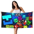 thumbnail image 1 of Lsque Geometry Dash Pattern Microfiber Bath Beach Towel Silver Fox Velvet Beach Towel Oversized Quick Dry Absorbent for Pool Swimming Bathroom 27.5x55in, 1 of 5