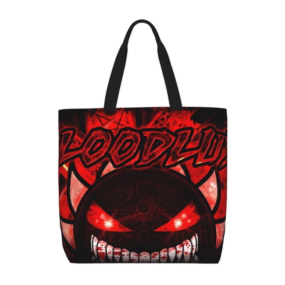 Lsque Geometry Dash Pattern Tote Bag for Women, HandBags with Zipper, Large Capacity Casual Shoulder Handbags with Inner Pockets