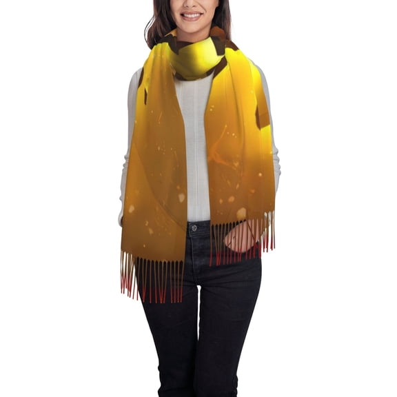 Lsque Geometry Dash Pattern Women's Traditional Scarf Wrap Tassel Shawl Fringes Neck Head Shawl Retro Scarf