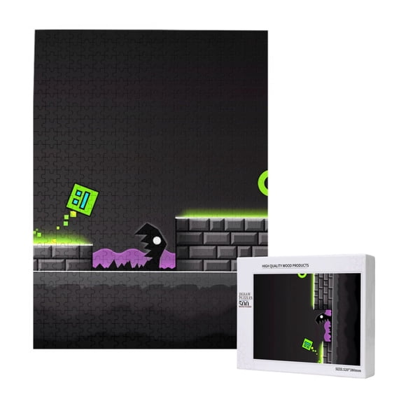 Lsque Geometry Dash Pattern Wooden Picture Puzzle ,500 Piece Jigsaw Puzzle ,Family Fun Puzzle, Home Décor Puzzle, Gift Puzzle(Vertical style)