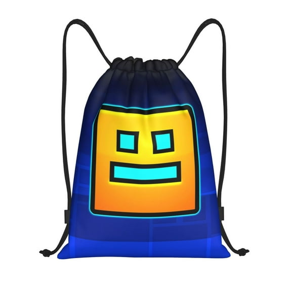 Lsque Geometry Dash Print Drawstring Backpack Bag Sport Gym Sackpack Cinch Bags Drawstring Bags Draw String Sport Bag-Medium
