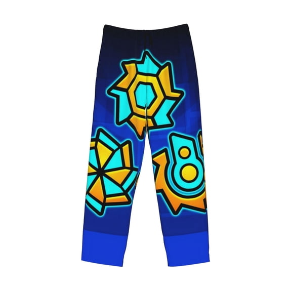 Lsque Geometry Dash Print Men's Pajama Pants, Lounge Pant - Comfortable Home Wear,Elastic Waistband, Stylish Design-Large
