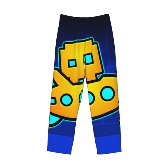 Lsque Geometry Dash Print Men's Pajama Pants, Lounge Pant - Comfortable Home Wear,Elastic Waistband, Stylish Design-X-Large