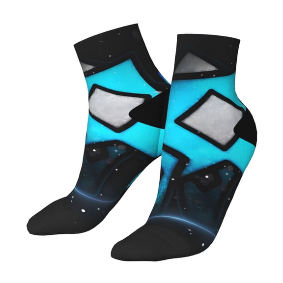 Lsque Geometry Dash Printed Crew Socks, Moisture-Wicking Socks, Athletic Socks for Men Breathable Cushion Socks Casual Sport Socks for Running Traveling