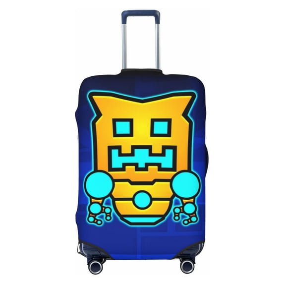 Lsque Geometry Dash Printed Luggage Cover, Travel Luggage Protector,Scratch and Dirt Resistant, Fits 18-32 Inch Luggage - Large