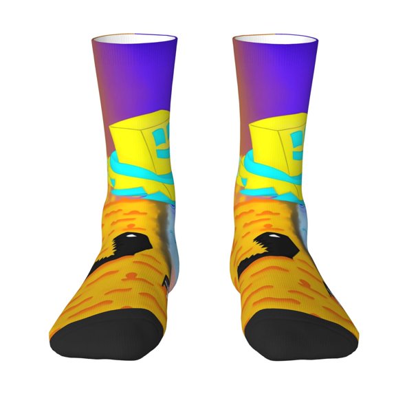 Lsque Geometry Dash Printed Men's Crew Socks, Soft Durable Breathable Moisture-Wicking with Odor Control Cotton socks