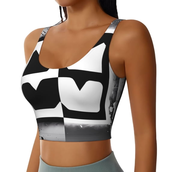 Lsque Geometry Dash Printed Women'S Sports Bra, Compression, Moisture Wicking, High-Impact Sports Bra For Women,Supportive sports bra-XX-Large