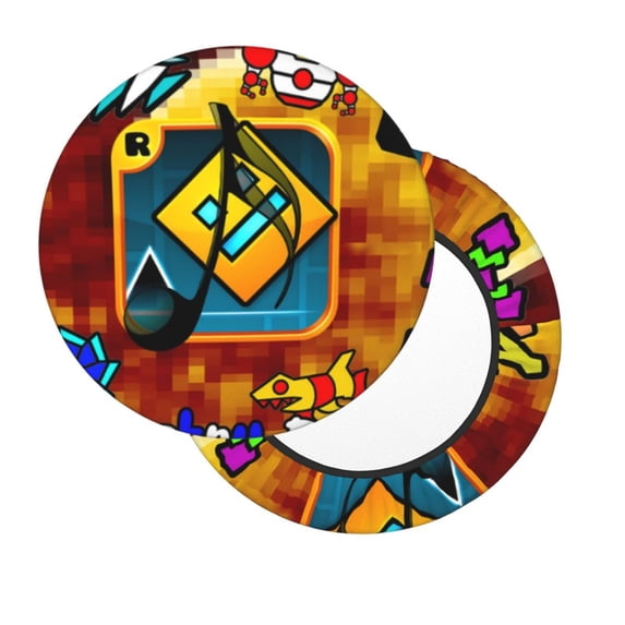 Lsque Geometry Dash Round Bar chair cushion covers Velvet Fabric Premium Comfort Protects from Scratches and Stains for 14-17 Inch Chair- 13 inch