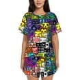 thumbnail image 1 of Lsque Geometry Dash Women's Short-Sleeved Pajama Set - 2 Piece Soft and Lightweight Sleepwear Set-4X-Large, 1 of 9
