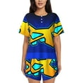 thumbnail image 1 of Lsque Geometry Dash Women's Short-Sleeved Pajama Set - 2 Piece Soft and Lightweight Sleepwear Set-4X-Large, 1 of 9