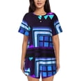 thumbnail image 1 of Lsque Geometry Dash Women's Short-Sleeved Pajama Set - 2 Piece Soft and Lightweight Sleepwear Set-Medium, 1 of 9