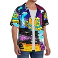 thumbnail image 1 of Lsque Geometry Dash print Men's Cuban Collar Short Sleeve Shirt Summer Beachwear Casual Button Down Fashionable Vacation Leisure Shirt-XX-Large, 1 of 7