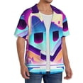 thumbnail image 1 of Lsque Geometry Dash print Men's Cuban Collar Short Sleeve Shirt Summer Beachwear Casual Button Down Fashionable Vacation Leisure Shirt-XX-Large, 1 of 7