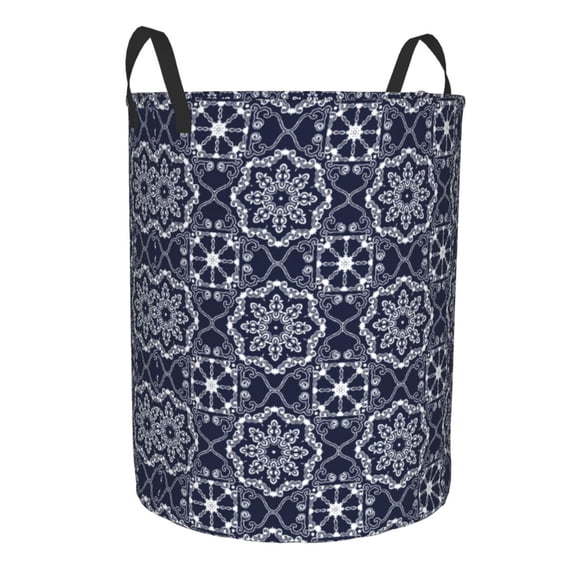 Lsque Geometry Flower pattern Laundry Hamper Basket, Tall Woven Rope Hamper Basket for Clothes, Lightweight Storage Basket, Collapsible Waterproof-