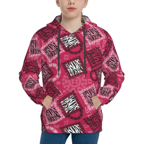 Lsque Geometry Patten Youth Hoodie Sweatshirt Pullover with Kangaroo Pocket Boys and Girls Hoodie Warm Hoodie for Kids-X-Large