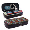 thumbnail image 1 of Lsque Geometry Printed Big Capacity PU Leather Pencil Case Large Pencil Pouch Stationery Pen Bag Pencil Holder for Teen, 1 of 6