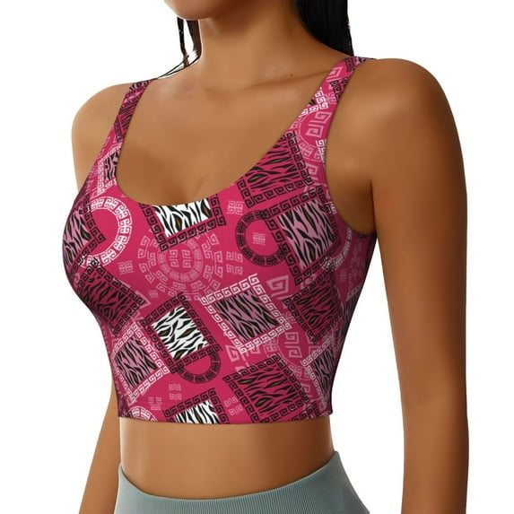 Lsque Geometry Printed Women'S Sports Bra, Compression, Moisture Wicking, High-Impact Sports Bra For Women,Supportive sports bra-X-Large