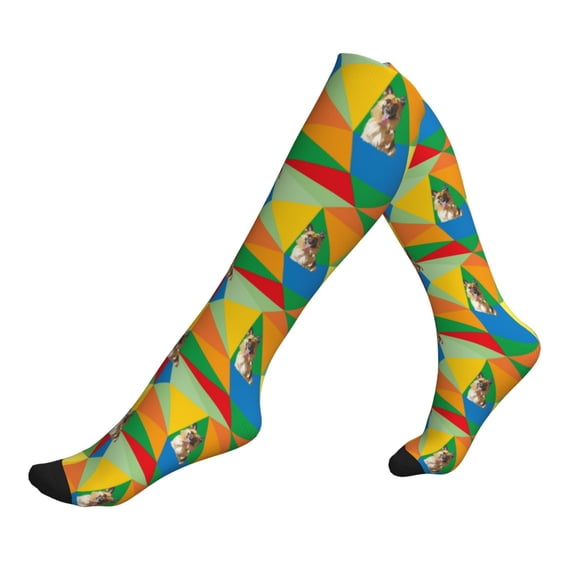 Lsque German Shepherd Dog Pattern Sport Compression Socks for Men & Women 15-20 mmHg Knee High Nurse Pregnant Running Medical and Travel Athletic