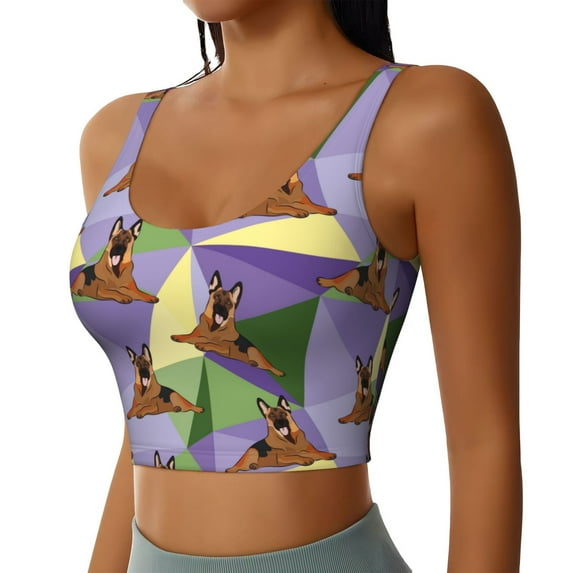 Lsque German Shepherd Dog Printed Women'S Sports Bra, Compression, Moisture Wicking, High-Impact Sports Bra For Women,Supportive sports bra-XX-Large
