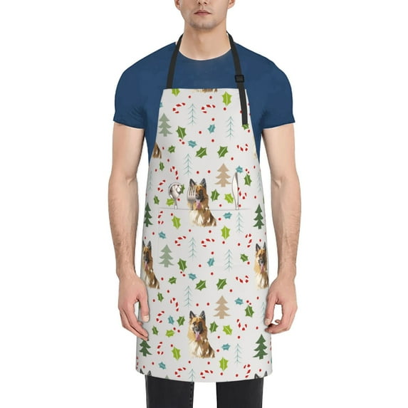 Lsque German Shepherd Dog Waterproof Apron Chef Aprons for Men Heavy Duty Chemical Work Apron Extra Long Grilling Aprons with Adjustable Bib Apron