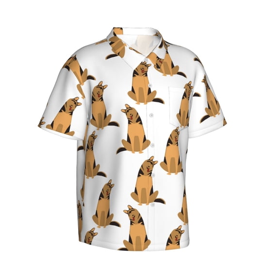 Lsque German Shepherd Dog pattern Hawaiian Shirt for Men, Unisex Summer Beach Casual Short Sleeve Button Down Shirts-XX-Large
