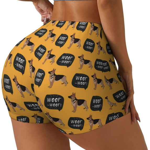 Lsque German Shepherd Woof Pattern High Waisted Biker Shorts for Women-Tummy Control Fitness Athletic Workout Running Yoga Gym Shorts,Moisture-Wicking-XX-Large
