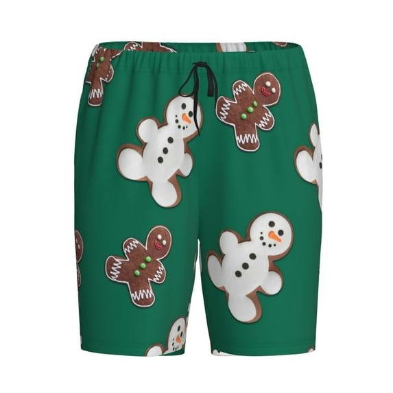 Lsque Gingerbread Snowman Cookies Mens Sleep Pajama Shorts,Short Pajama Pants, Cotton Ultra-Soft Knit-Small