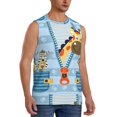 thumbnail image 1 of Lsque Giraffe Come Out From Zipper Print Men's Cotton Blend Sleeveless Muscle Shirts (S-3XL)- Moisture Wicking, Odor Protection, UPF 30+,X-Large, 1 of 8